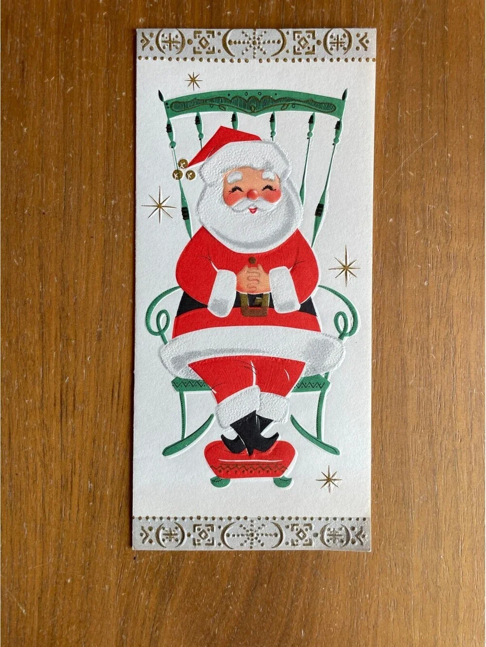 Santa Claus Sitting In A Chair Card Christmas Christmas Card Vintage Card
